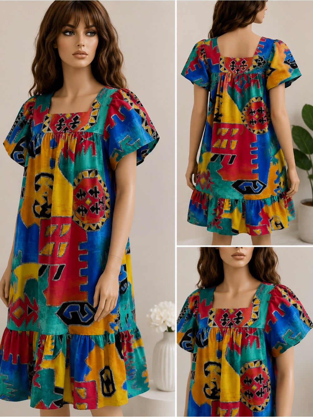 Vibrant Multi-Color Casual Women’s Dress